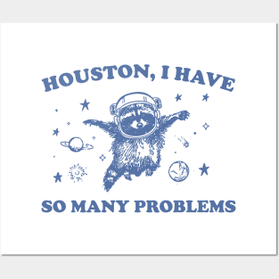 Raccoon In Space Retro 90s Graphic T-Shirt, Funny Galaxy Graphic T-shirt, Problems Gag Moon 90s Shirt, Vintage Animal Gag Posters and Art